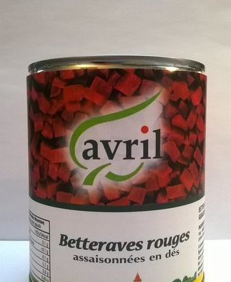 Betteraves rouges assaisonnees cubes boite 4/4 AVRIL