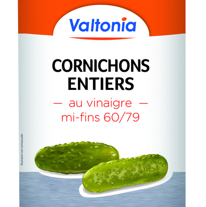 Cornichons entiers mi-fins 60/79 boite 5/1 VALTONIA