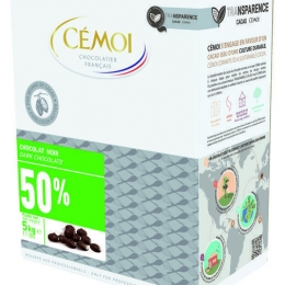 Chocolat noir 50% de cacao palets boite 5 kg CEMOI